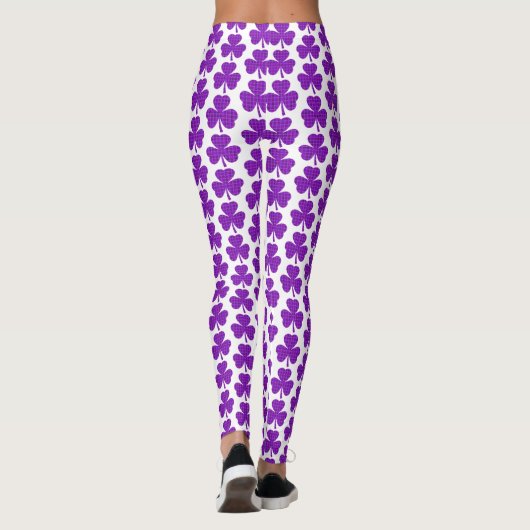 Shamrock Shape Plaid Purple Leggings (Rückseite)