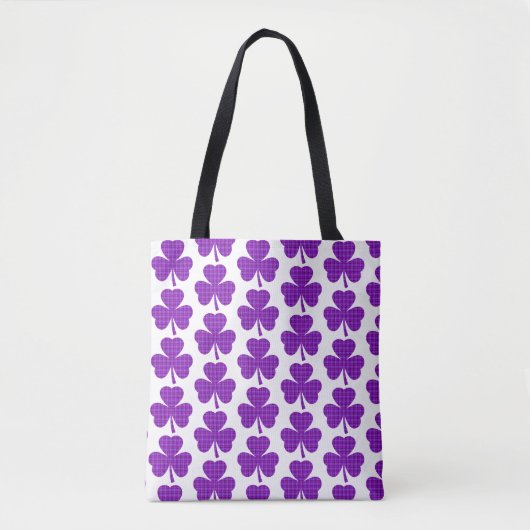 Shamrock Shape Plaid Purple Tote Bag Tasche (Vorderseite)