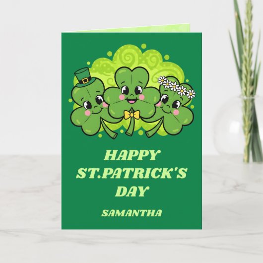 Shamrock Smiles St. Patrick’s Day Card Karte (Vorderseite)