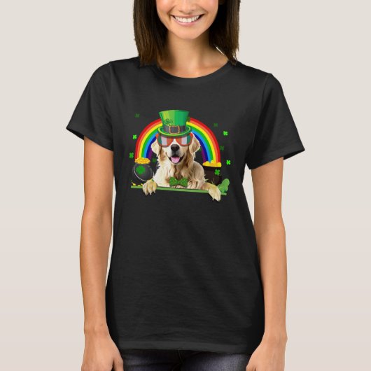 Shamrock St Patrick s Day Golden Retriever Leprech T-Shirt (Vorderseite)