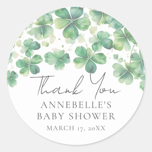 Shamrock St. Patrick's Day Baby Shower  Runder Aufkleber (Vorderseite)