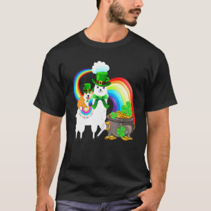 Shamrock St Patricks Tag Corgi Reitet Llama Irisch T-Shirt
