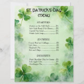 Shamrock Traum St. Patrick's Day Menü (Vorderseite)