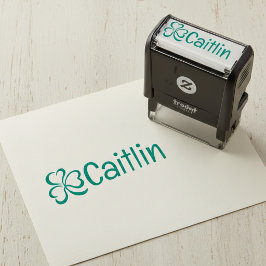 Shamrock w/ Name Signature Pre Inked Rubber Stamp Permastempel