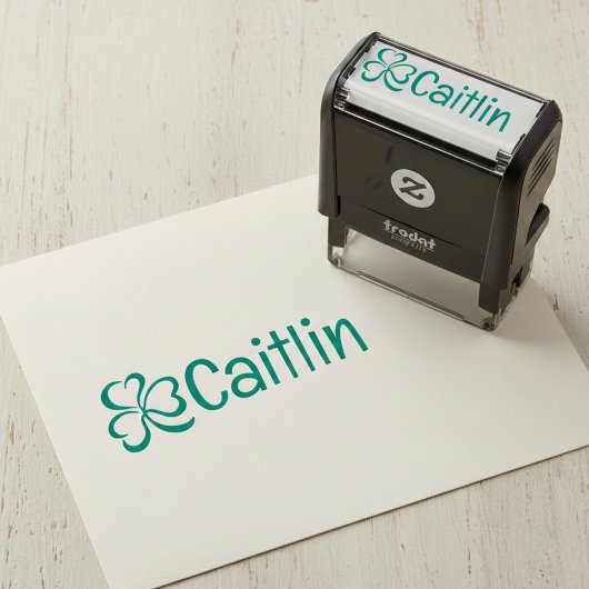 Shamrock w/ Name Signature Pre Inked Rubber Stamp Permastempel