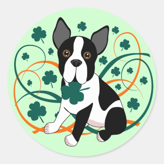 Shamrockin' Terrier Runder Aufkleber (Vorderseite)