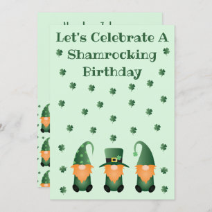 Shamrocking Geburtstagsfeier Gnomes Einladung