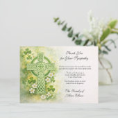 Shamrocks Catholic Irish Celtic Cross Condolence Dankeskarte (Stehend Vorderseite)