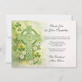 Shamrocks Catholic Irish Celtic Cross Condolence Dankeskarte (Vorderseite)