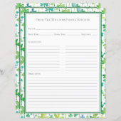 Shamrocks Green White Recipe Paper Sheet (Vorne/Hinten)