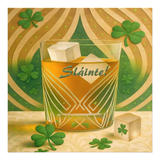 Shamrocks Irish Whiskey Tumbler "Sláinte!" Fotodruck (Vorne)