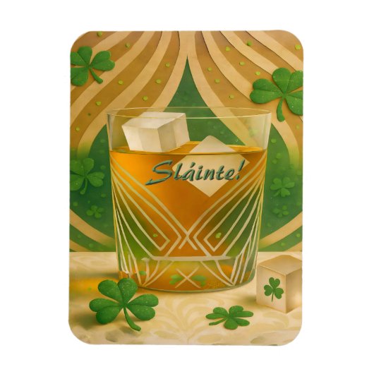 Shamrocks Irish Whiskey Tumbler "Sláinte!" Magnet (Vertikal)