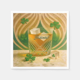 Shamrocks Irish Whiskey Tumbler "Sláinte!" Serviette