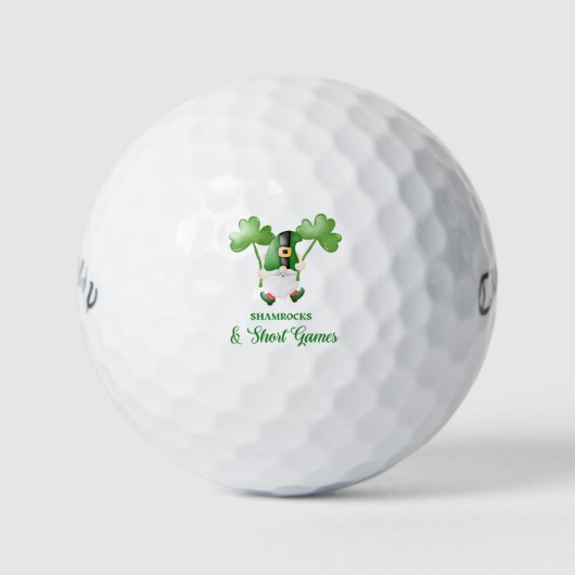'Shamrocks & Short Games' St. Patrick's Day Spaß Golfball (Vorderseite)