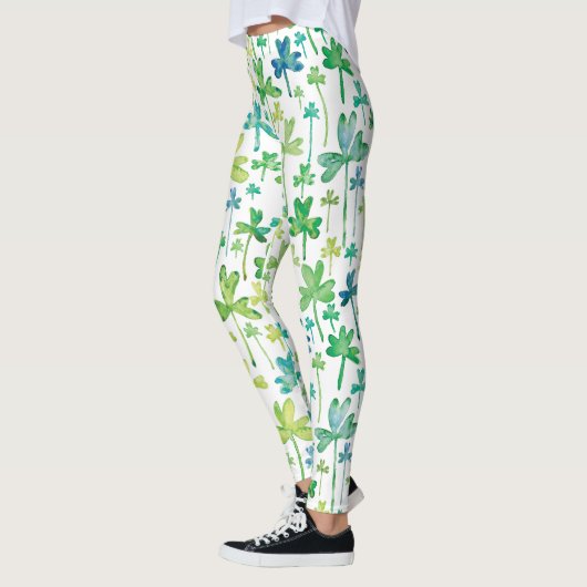 Shamrocks St. Patrick's Day Green White Leggings (Links)