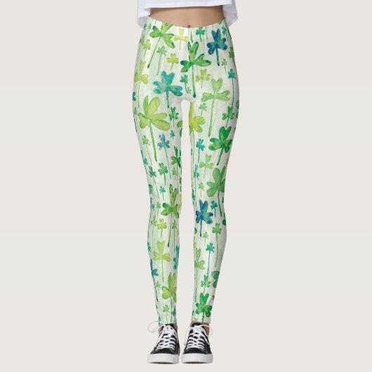 Shamrocks St. Patrick's Day Light Green Leggings (Vorderseite)