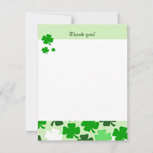 SHAMROCKS St Patricks Tag 4x5 Flache Danksagungska Mitteilungskarte