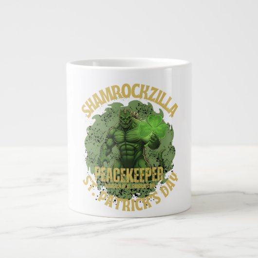 Shamrockzilla Peacekeeper: St. Patrick’s Day Kaiju Jumbo-Tasse (Vorderseite)
