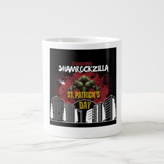 Shamrockzilla: St. Patrick’s Day Kaiju-Monster Jumbo-Tasse (Vorderseite)