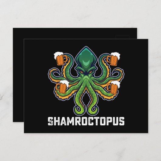 Shamroctopus Octopus Lover St Patrick's Day Postkarte (Vorne/Hinten)