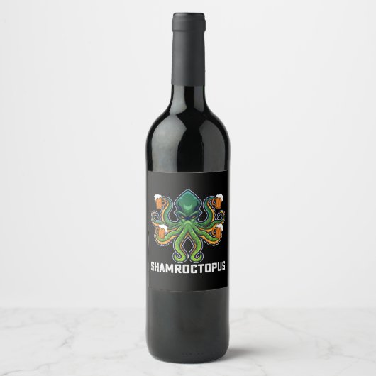 Shamroctopus Octopus Lover St Patrick's Day Weinetikett (Vorderseite)