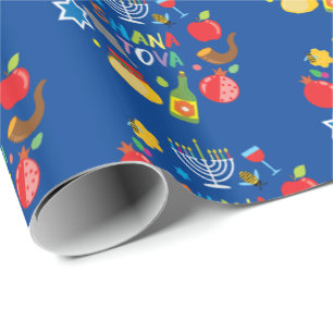 Shana Tova2-Kreise - marineblau Geschenkpapier