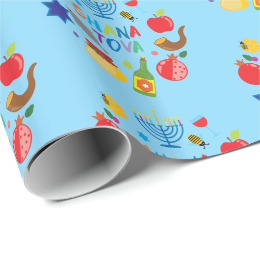 Shana Tova 2,1 Kreise - Baby blau Geschenkpapier (Rolleneckpunkt)