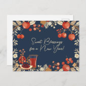 Shana Tova - blau Postkarte (Vorne/Hinten)