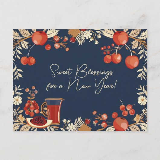 Shana Tova - blau Postkarte (Vorderseite)