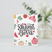 Shana Tova Festival Obst und Blätter Postkarte (Stehend Vorderseite)