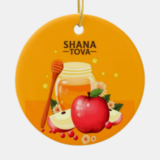 Shana Tova - Glückliche jüdische Weihnachtskarte Keramik Ornament