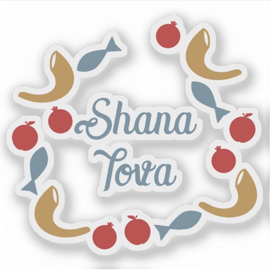 Shana Tova-Kranz Aufkleber (Vorderseite)