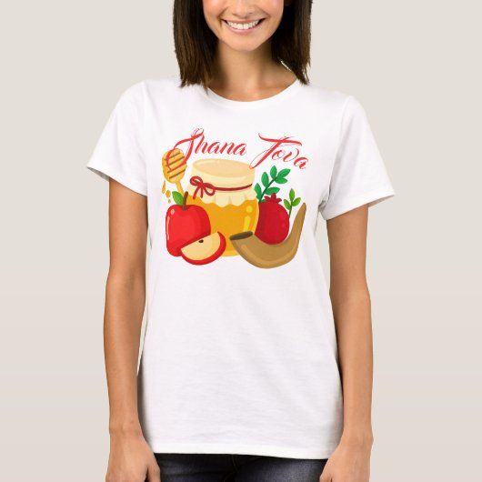 Shana Tova mit Äpfeln, Honig, Granatapfel T-Shirt (Vorderseite)