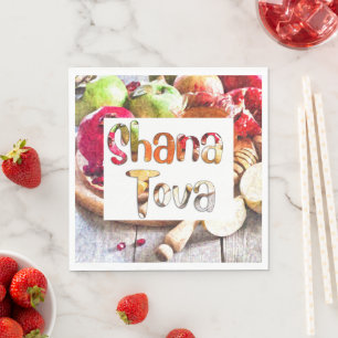 Shana Tova - Rosh Hashanah mit Äpfeln und Honig Serviette