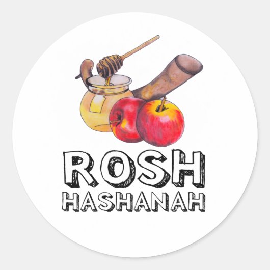 Shana Tova / Rosh Hashanah Runder Aufkleber (Vorderseite)
