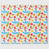 Shana Tova weißer Hintergrund Geschenkpapier (Flach)