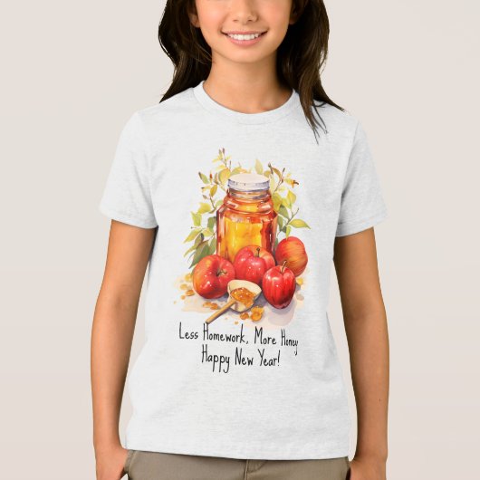 🐝 Shanah Tovah mit benutzerdefiniertem Text Sweet Tri-Blend Shirt (Vorderseite)