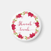 Shanah Tovah Neujahr Granatapfel Blume Wreath Magnet (Vorne)