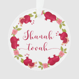 Shanah Tovah Neujahr Granatapfel Blume Wreath Ornament
