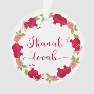 Shanah Tovah Neujahr Granatapfel Blume Wreath Ornament