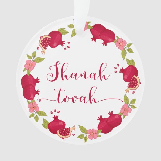Shanah Tovah Neujahr Granatapfel Blume Wreath Ornament (Vorderseite)