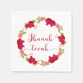 Shanah Tovah Neujahr Granatapfel Blume Wreath Serviette (Vorderseite)