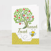 Shanah Tovah, Rosh Hashanah, Apple Tree, Honey Bee Karte (Vorderseite)