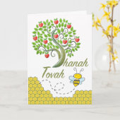 Shanah Tovah, Rosh Hashanah, Apple Tree, Honey Bee Karte (Gelbe Blume)