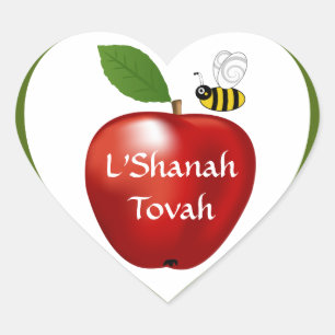Shanah Tovah Rosh Hashanah jüdisches neues Jahr Herz-Aufkleber