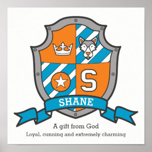 Shane Jungs nennen Letter S knights Wappen Poster