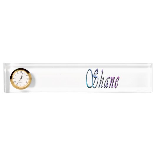 Shane, Name, Logo, Schreibtischname Pate with Cloc Namensplakette (Vorderseite)