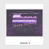 Shane Name Vorname lila retro Sticker Geburtstag (Blatt)