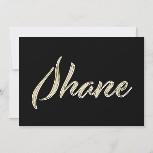 Shane Name white gold Handwriting Karte (Vorderseite)