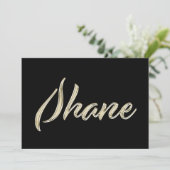 Shane Name white gold Handwriting Karte (Stehend Vorderseite)